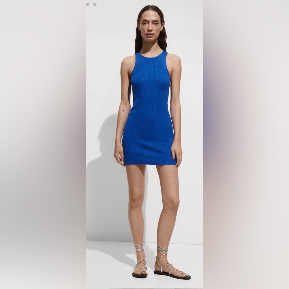 MANGO Short Knitted Blue Dress💙 - Picture 2 of 9